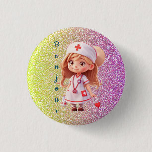 Cute Nurse Bonjour Badge Button
