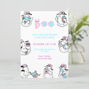 Cute Nurse Boo Halloween Costume Party Invitation