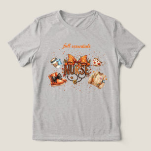 Cute Nurse Bow Fall Essentials Tri-Blend Shirt