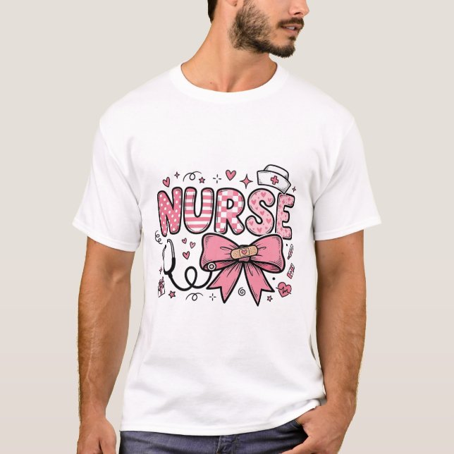 Cute Nurse Bow Heart Vector Shirt Design_1 (Front)