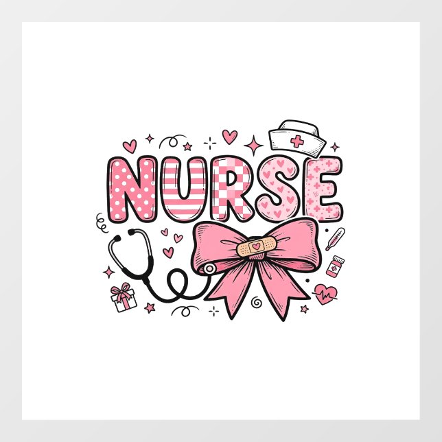 Cute Nurse Bow Heart Vector Shirt Design_1 (Sheet)