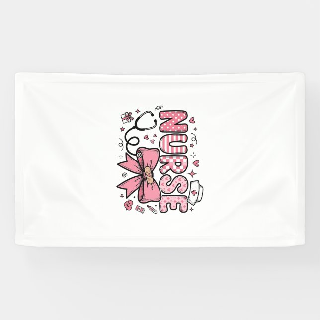 Cute Nurse Bow Heart Vector Shirt Design_1 Banner (Horizontal)