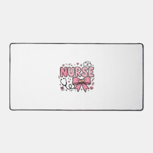 Cute Nurse Bow Heart Vector Shirt Design_1 Desk Mat
