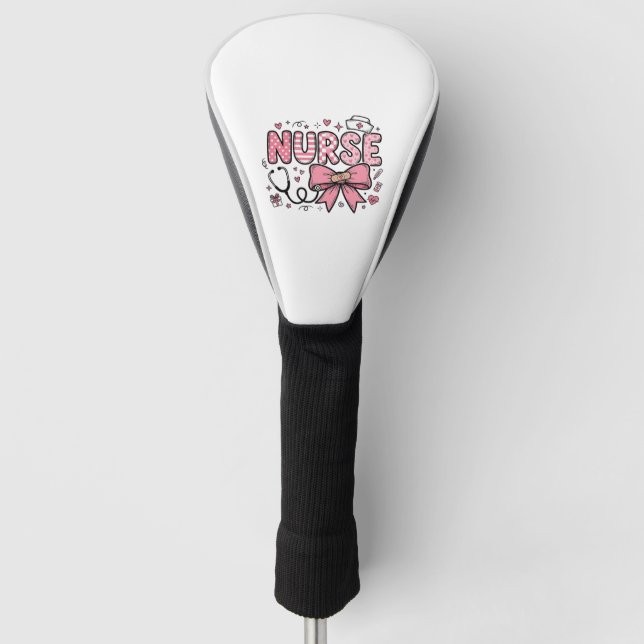 Cute Nurse Bow Heart Vector Shirt Design_1 Golf Head Cover (Front)