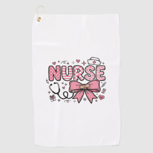 Cute Nurse Bow Heart Vector Shirt Design_1 Golf Towel