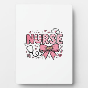 Cute Nurse Bow Heart Vector Shirt Design_1 Plaque
