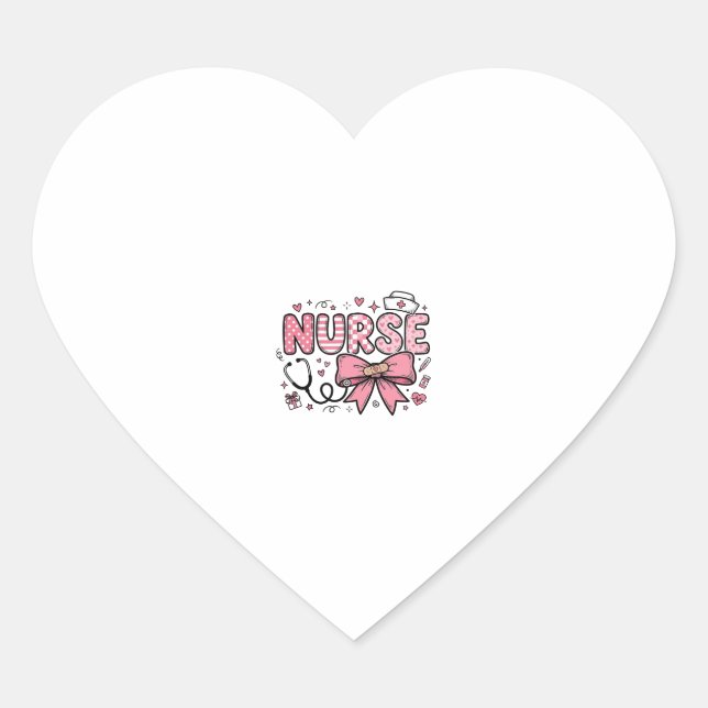 Cute Nurse Bow Heart Vector Shirt Design_1 Sticker (Front)