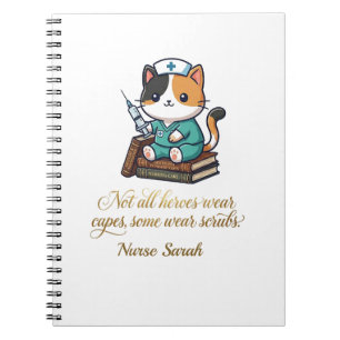 Cute Nurse Calico Cat Personalised Notebook