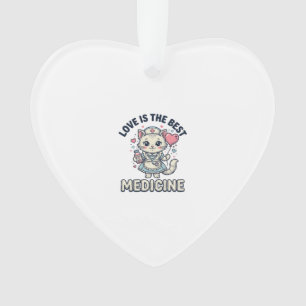 Cute Nurse Cat Love Is the Best Medicine Design_1 Ornament