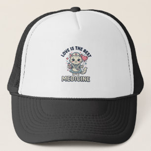 Cute Nurse Cat Love Is the Best Medicine Design_1 Trucker Hat