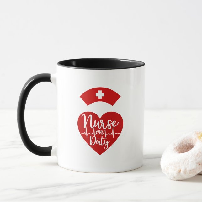 Cute Nurse Coffee Mug | scrub squad | rn (With Donut)