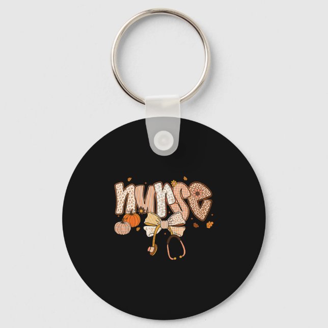 Cute Nurse Coquette Bow Stethoscope Fall Autumn Th Key Ring (Front)