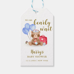 Cute Nurse Doctor Teddy Bear Balloon Baby Shower  Gift Tags