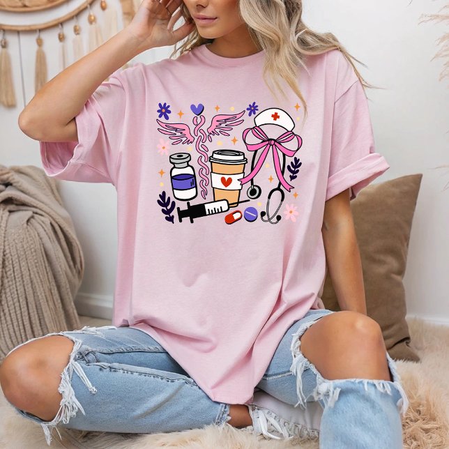 Cute Nurse Elements Purple Nurse Things Coquette T-Shirt (Creator Uploaded)
