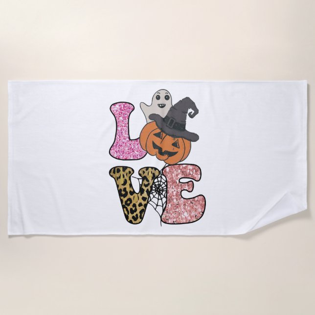 Cute Nurse Ghost Halloween Beach Towel (Front)