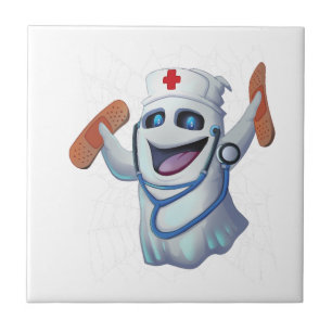 Cute Nurse Ghost Halloween Ceramic Tile