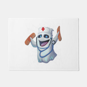 Cute Nurse Ghost Halloween Doormat