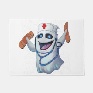 Cute Nurse Ghost Halloween Doormat