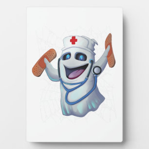 Cute Nurse Ghost Halloween Plaque