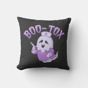 Cute Nurse Ghost with Botox Injection Funny Spooky Cushion
