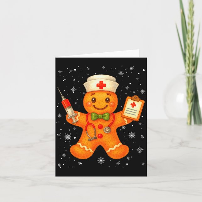 Cute Nurse Gingerbread Pjs Christmas Xmas Nurse Rn Card (Front)
