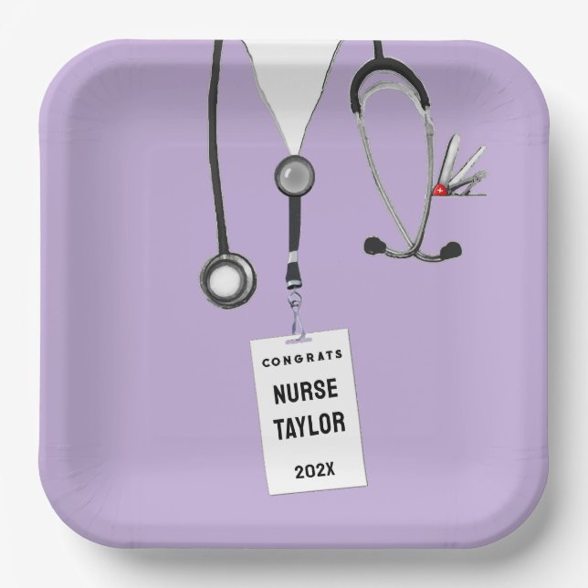 Cute Nurse Grad Party Paper Plates (Front)