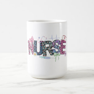 Cute Nurse Leapard Skin Pink Green Purple Coffee Mug