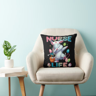 Cute Nurse Life Dabbing Easter Bunny Cushion