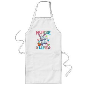 Cute Nurse Life Dabbing Easter Bunny Long Apron