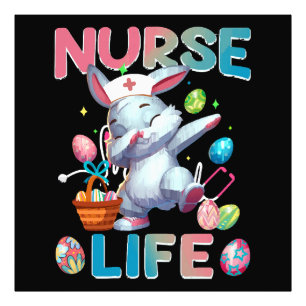 Cute Nurse Life Dabbing Easter Bunny Photo Print