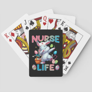 Cute Nurse Life Dabbing Easter Bunny Playing Cards