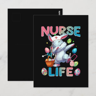 Cute Nurse Life Dabbing Easter Bunny Postcard