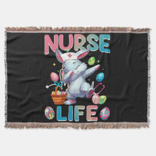 Cute Nurse Life Dabbing Easter Bunny Throw Blanket