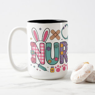 Cute Nurse Life with Medical Icons Nurse Appreciat Two-Tone Coffee Mug