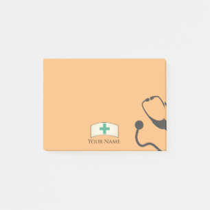 Cute Nurse Medical Stethoscope Orange Personalised Post-it Notes