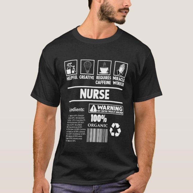 Cute Nurse Nutritional Facts  For Women Men T-Shirt (Front)