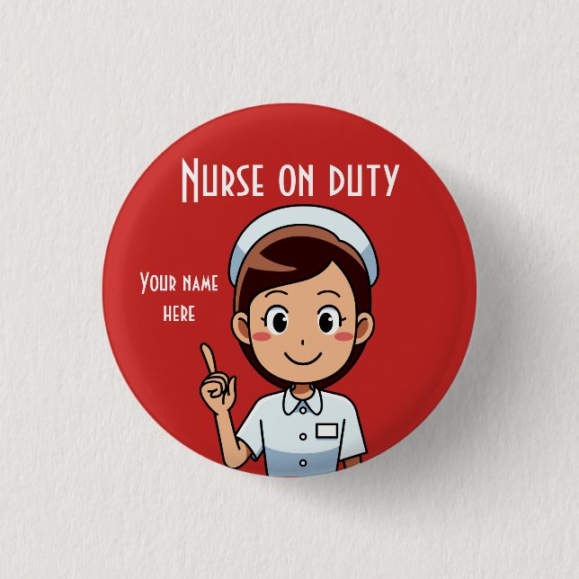 Cute Nurse On Duty Red 3 Cm Round Badge (Front)