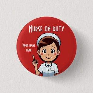 Cute Nurse On Duty Red 3 Cm Round Badge