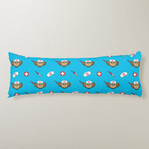 Cute Nurse Owl with Syringe Cartoon Body Cushion