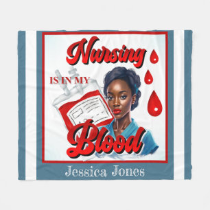 Cute Nurse Pinup_ It's in my blood Fleece Blanket