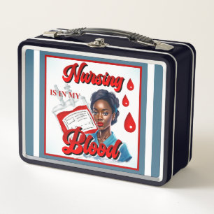 Cute Nurse Pinup_ It's in my blood Metal Lunch Box