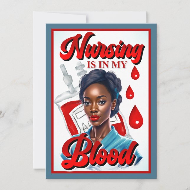 Cute Nurse Pinup_ It's in my blood Thank You Card (Front)