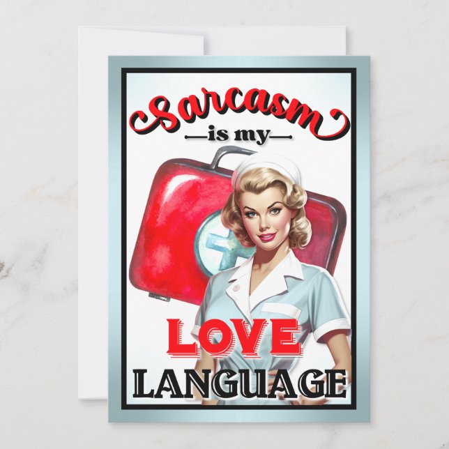 Cute Nurse Pinup_ Love Language Invitation (Front)