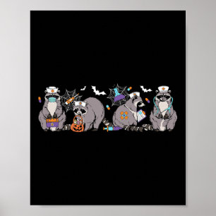 Cute Nurse Racoon Halloween  Poster