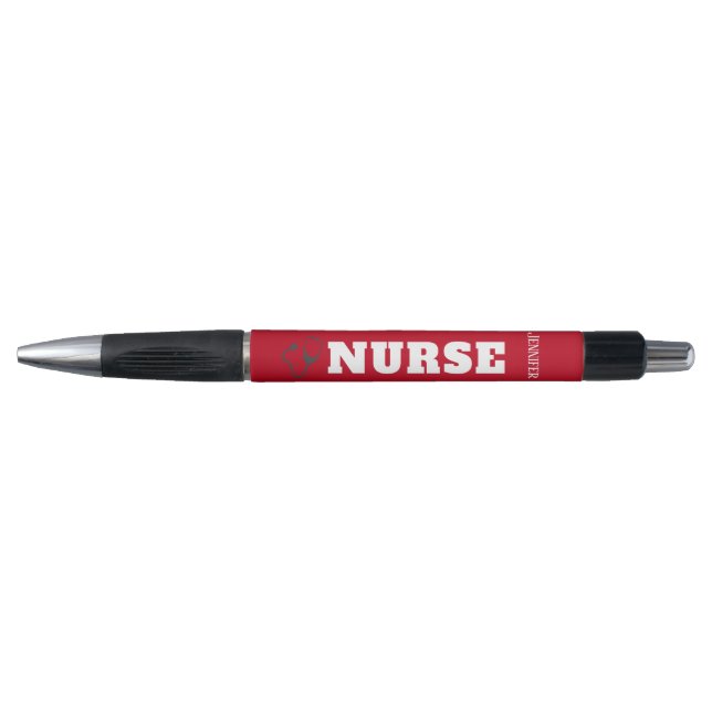 Cute Nurse Red Stethoscope Personalized Black Ink (Front)