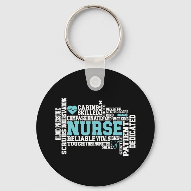 Cute Nurse RN LVN Nursing School Medical Key Ring (Front)