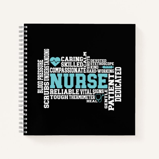 Cute Nurse RN LVN Nursing School Medical Notebook (Front)