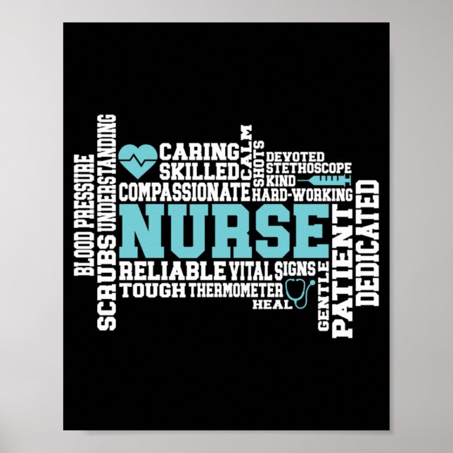 Cute Nurse RN LVN Nursing School Medical Poster (Front)