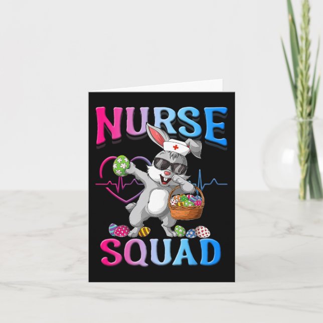 Cute Nurse Squad Easter Bunny Funny Easter Day Cos Card (Front)