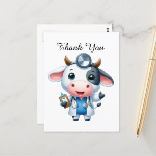 Cute Nurse thank you cow Postcard